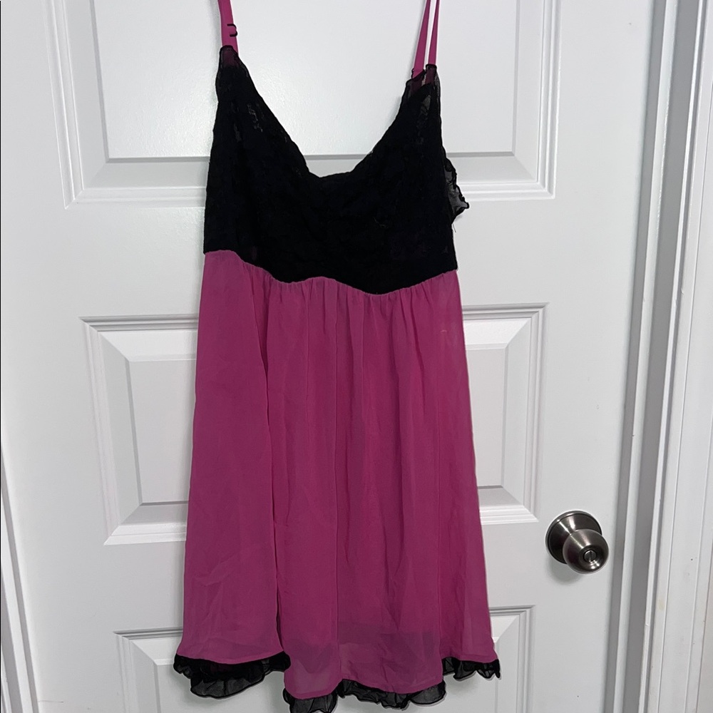 Ambrielle Black and Pink Lace Chemise